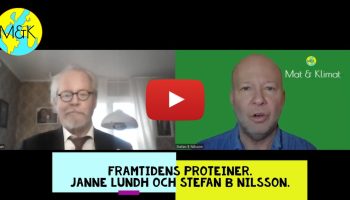 Framtidens proteiner. Entreprenören Janne Lundh och Mat & Klimats chefredaktör Stefan B Nilsson. (BQ)